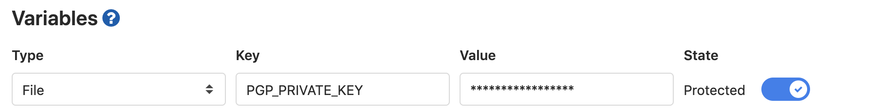 gitlab ui of CI variables